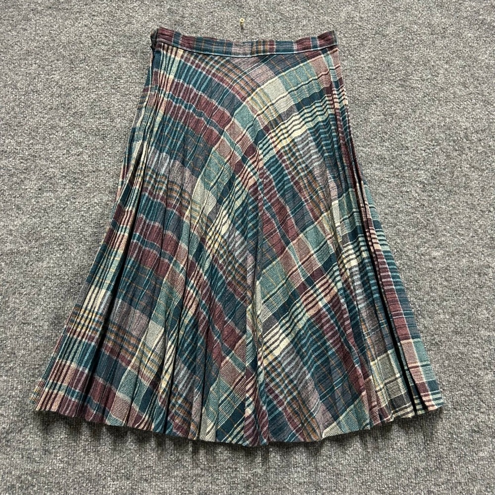 Vintage Skirt Womens Size 26 Multicolor pleated A-Line Midi Academic Casual - Picture 5 of 6